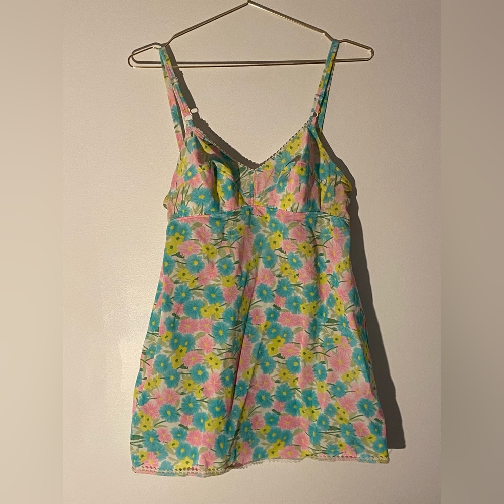 Vintage Pink and Blue Sleeveless Camisole Top